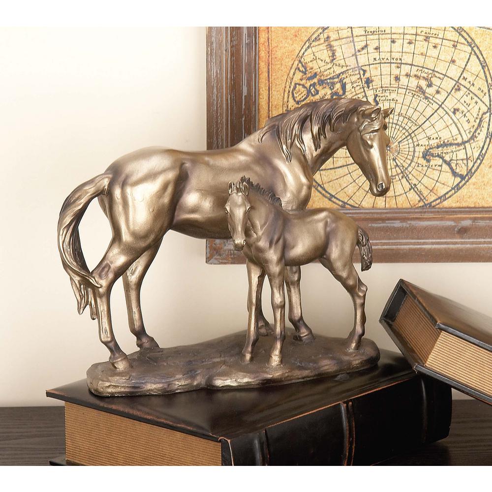 9 in. x 10 in. Big and Small Horse Decorative Figurine in Colored ...