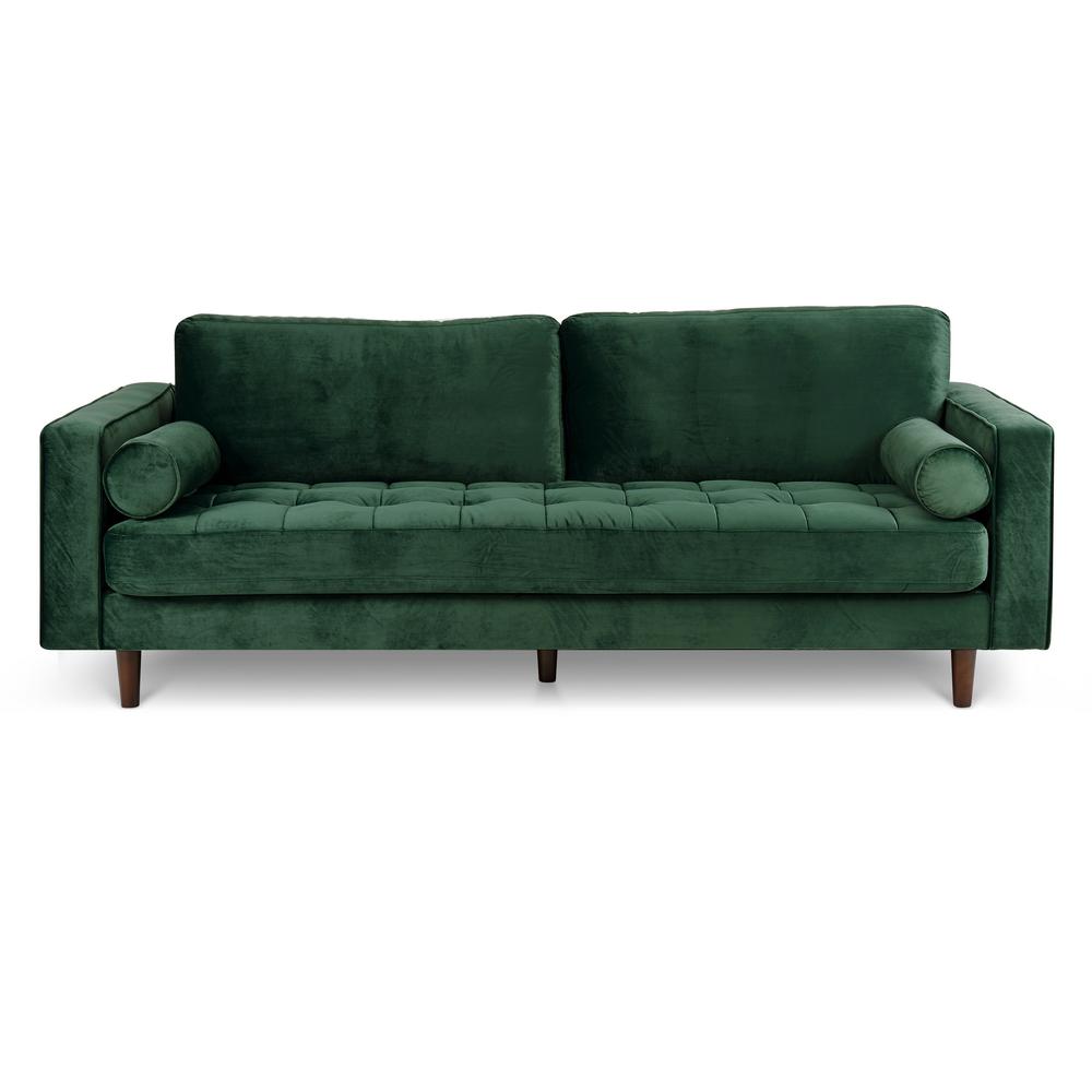 Poly And Bark Inga Hunter Green Velvet Sofa Hd 349 Hrgn The Home Depot Inga Hunter Green Velvet Sofa
