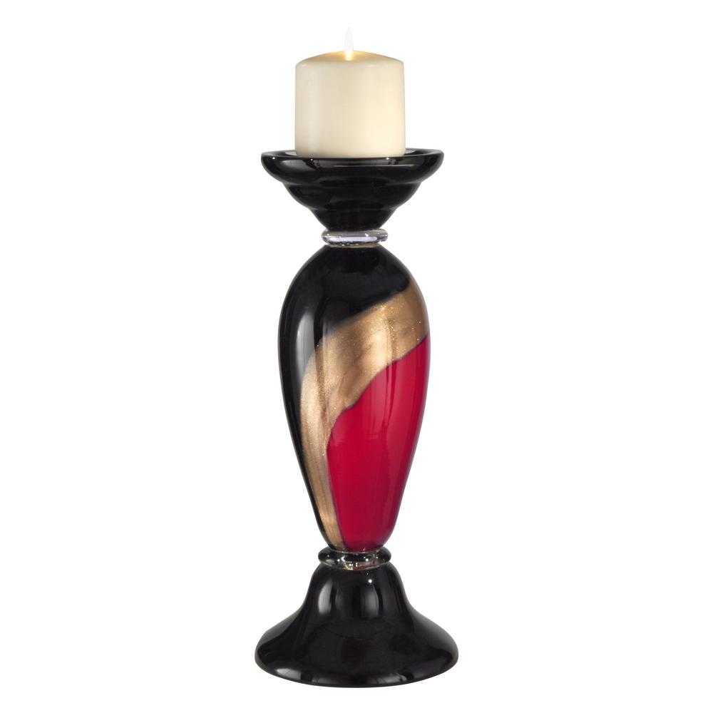 Dale Tiffany 12 in. Melrose Small Hand Blown Art Glass Candle HolderAG500294 The Home Depot