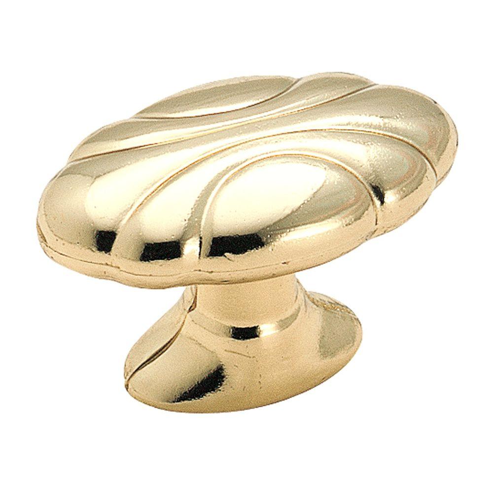 Amerock 1 1 2 In Polished Brass Oval Cabinet Knob Bp13963 The Home Depot