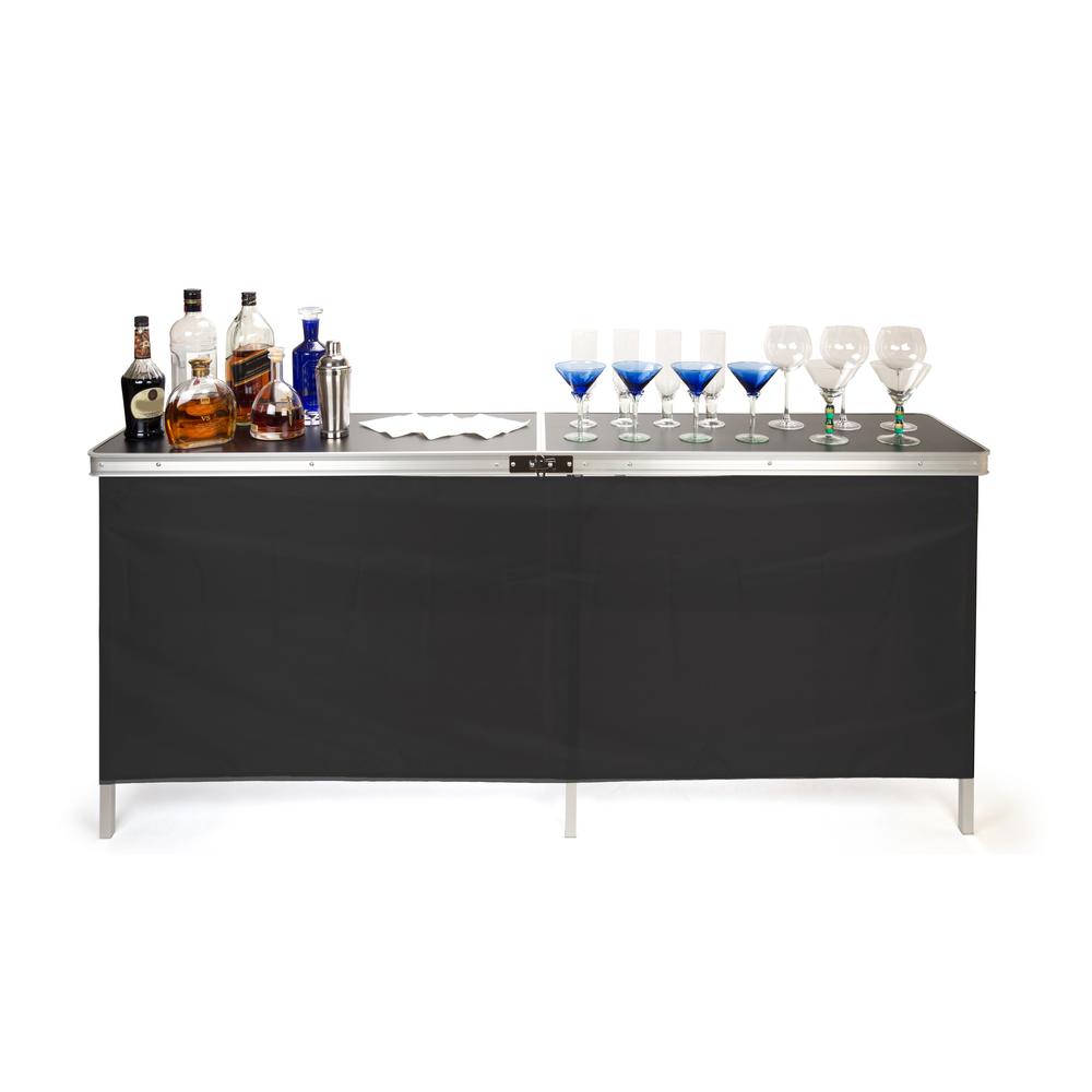 Portable Bar Table, Two Skirts and Carrying Case Included, 78"L x 15"W x 36"H, By Trademark Innovations, Black and Green Skirts