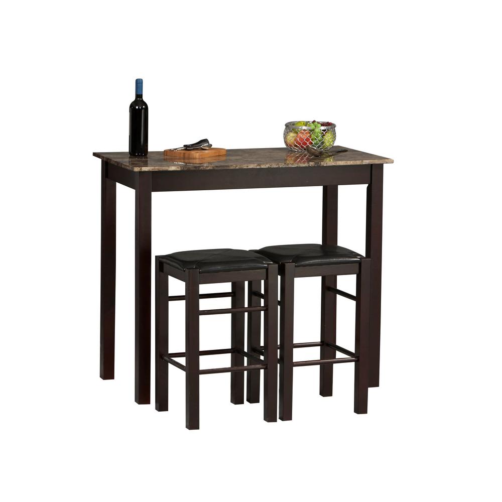 Linon Home Decor Tavern 3 Piece Espresso Bar Table Set 02859set 01 Tavern 3 Piece Espresso Bar Table Set