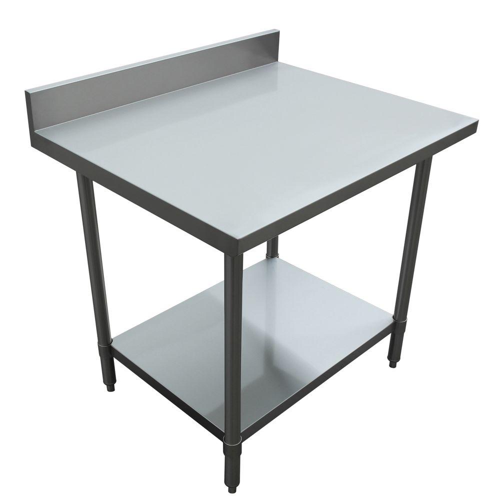 Excalibur Stainless Steel Kitchen Utility Table with Backsplash