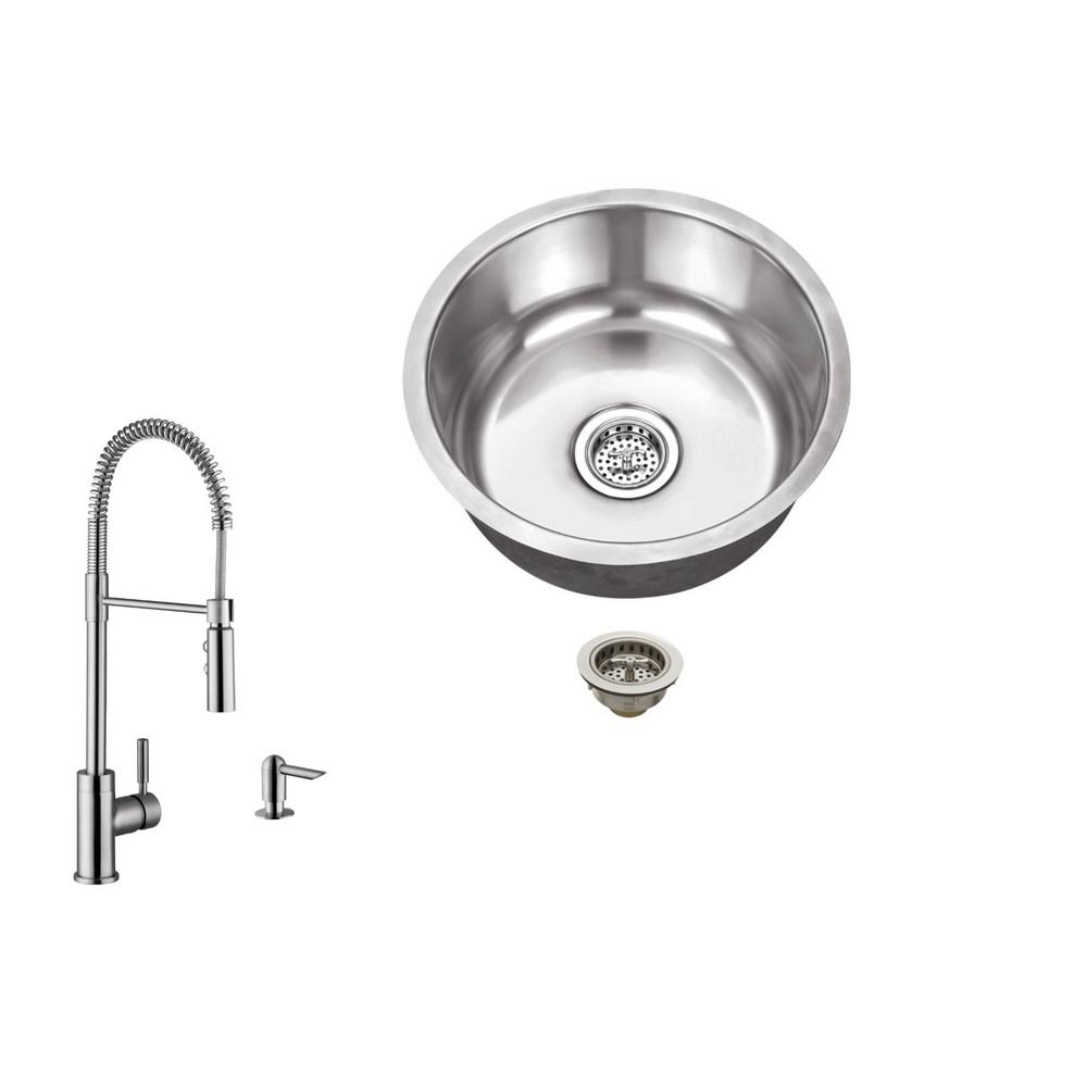 All In One Circular Bar Sink Kitchen Sinks The 18 Gauge Stainless Steel Bar Sink In Brushed With Pull