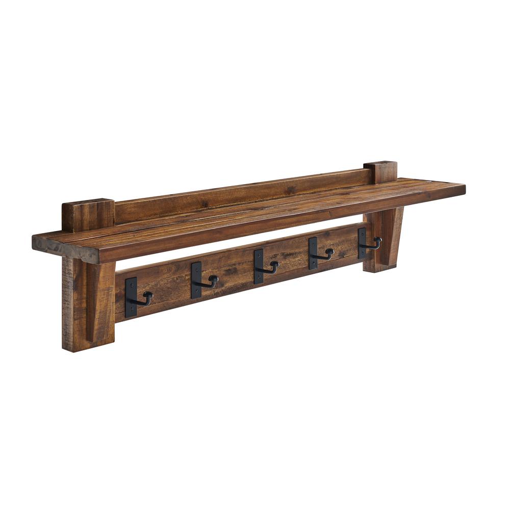 Alaterre Furniture Durango 60 In Industrial Wood Coat Hook Shelf