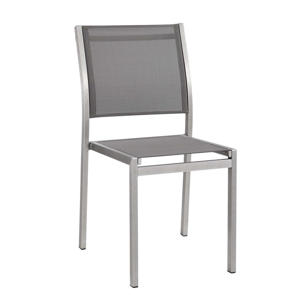 Modway Shore Aluminum Outdoor Patio Bench in Silver Gray