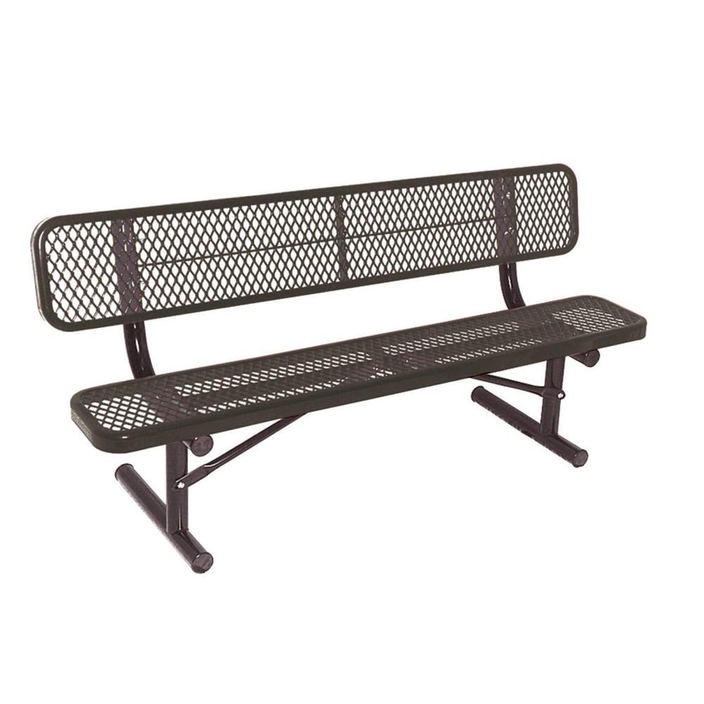 Ultra Play 6 Ft Diamond Black Commercial Park Bench With Back
