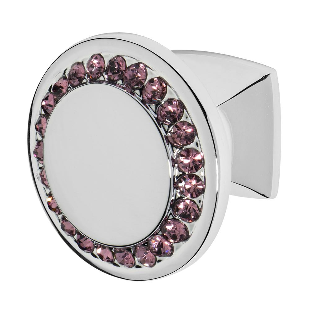 Wisdom Stone Isabel 11/4 in. Chrome with Purple Crystal Knob