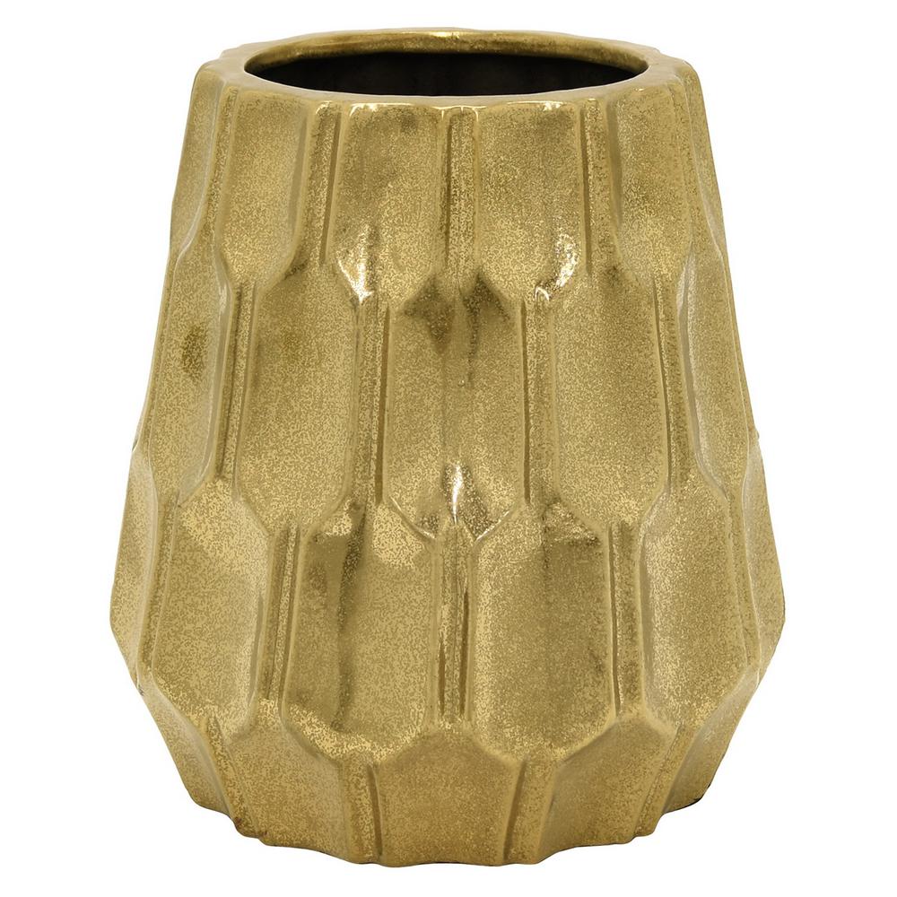 Three Hands 11 5 In Gold Ceramic Vase 93987 The Home Depot