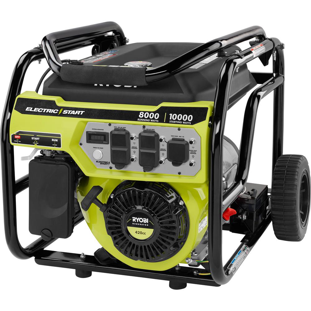 RYOBI 8000-Watt Gasoline Powered Electric Start Portable Generator | eBay