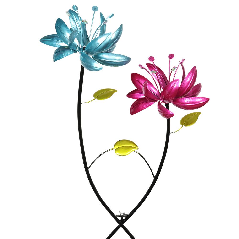Exhart Double Flower 3 9 Ft Multicolor Metal Garden Stake 15421 Rs The Home Depot - Metal Decorative Garden Stakes Flower Exhart Double Flower 3 9 Ft Multicolor Metal Garden Stake 15421 Rs The Home Depot - Metal Decorative Garden Stakes Flower