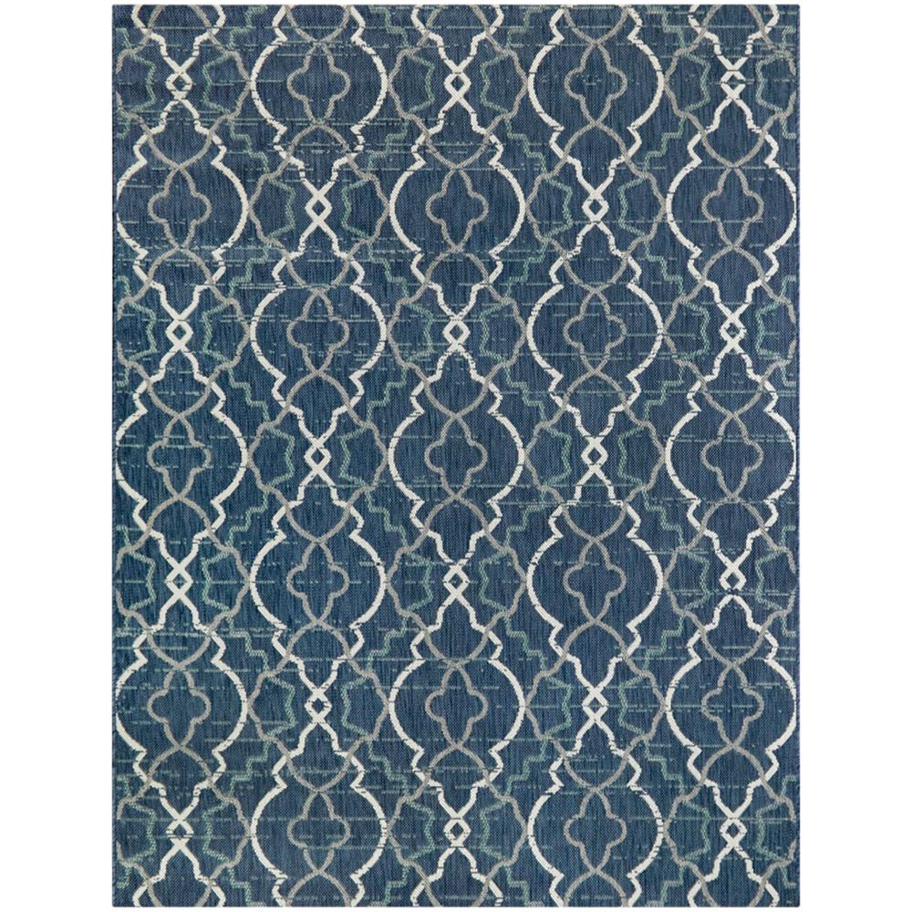 Hampton Bay Abstract Trellis Blue 9 ft. x 12 ft. Indoor/Outdoor Area