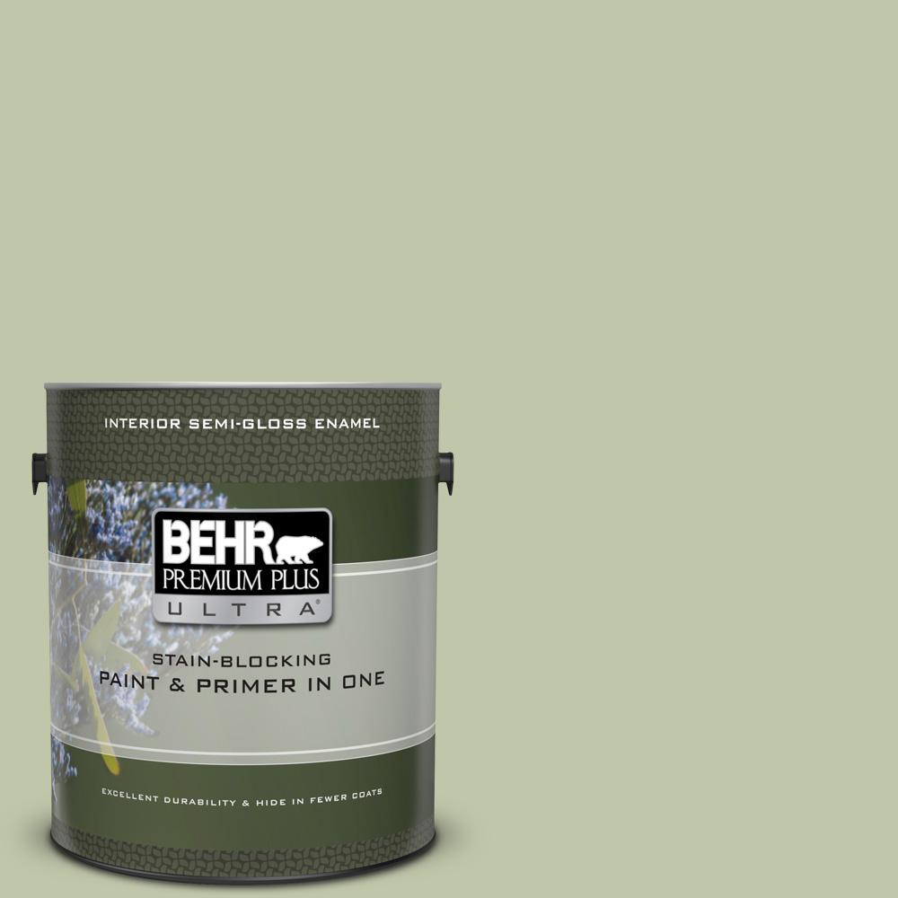 BEHR Premium Plus Ultra 1 gal. UL21013 Minted Lemon SemiGloss Enamel