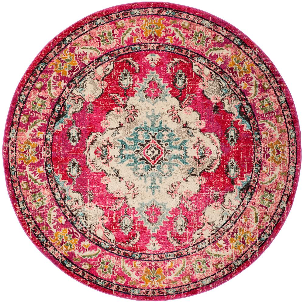 Small round pink rug