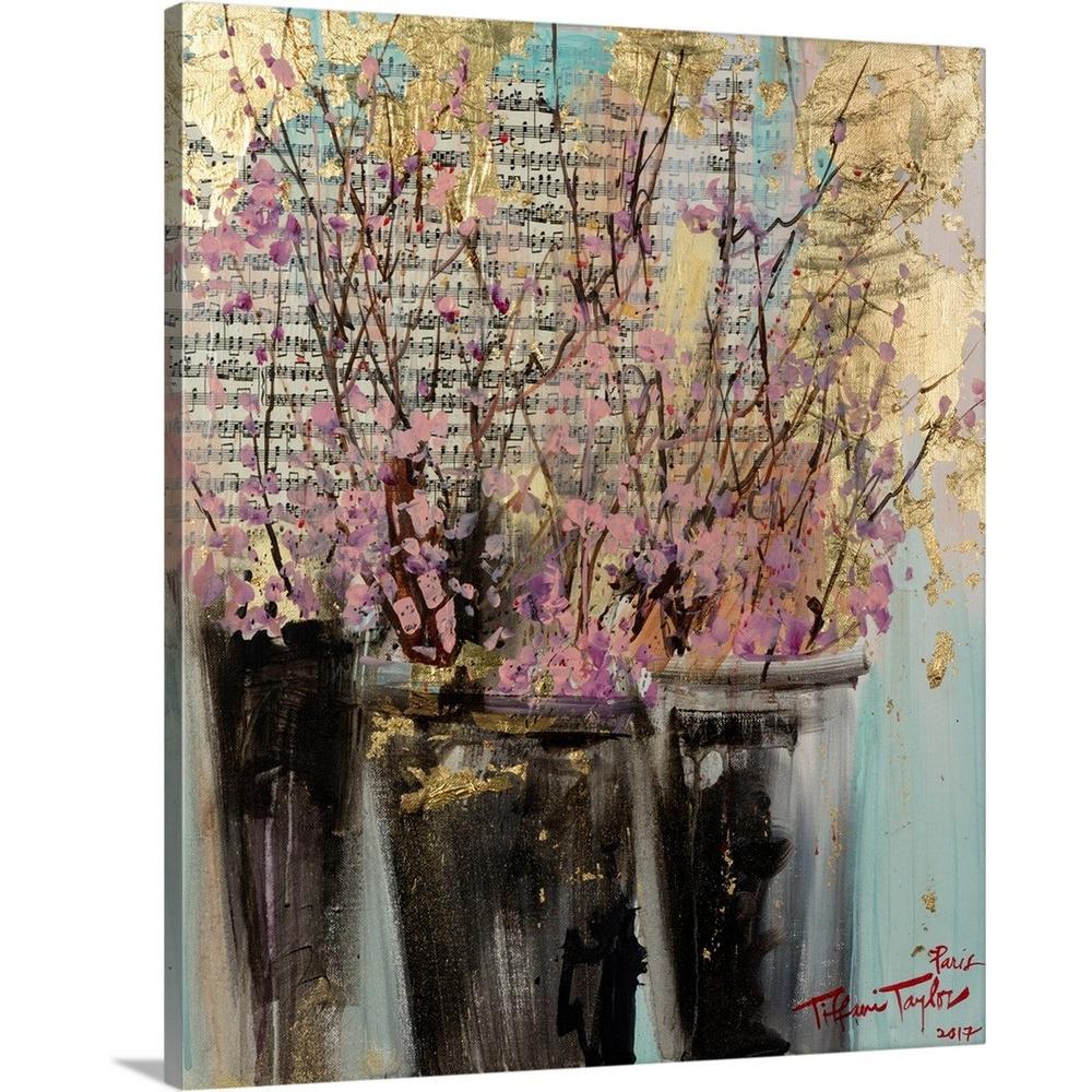 Cherry Blossoms And Gold By Tiffani Taylor Canvas Wall Art
