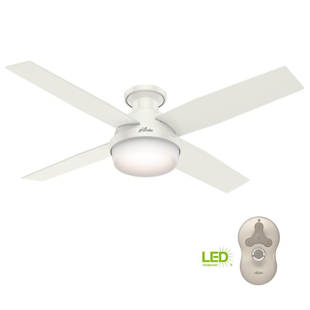 Hunter Dempsey 52 In Low Profile Led Indoor Fresh White Ceiling