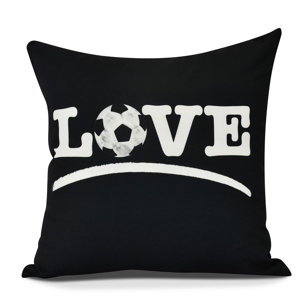 16 In Love Soccer Word Print Decorative Pillow Pw870bk4 16