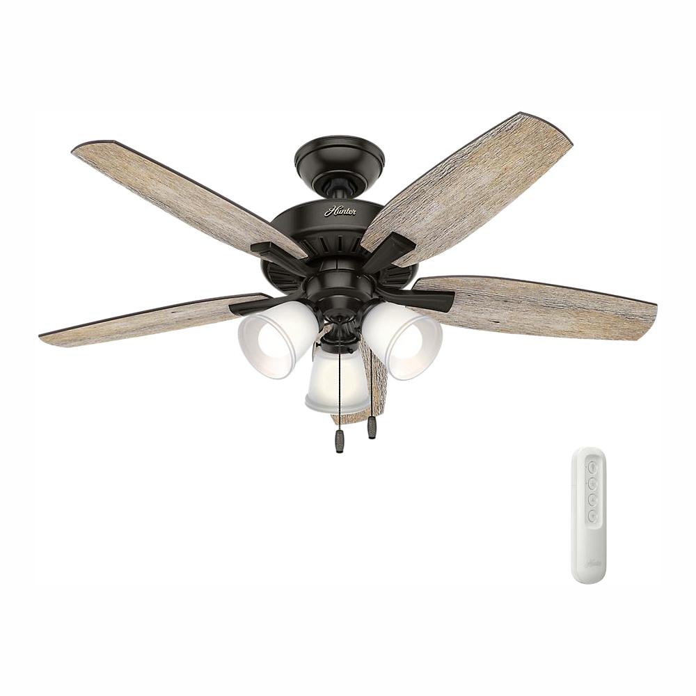 Hunter Oakfor 48 In Led Indoor Noble Bronze Ceiling Fan With Light Bundled With Remote Control