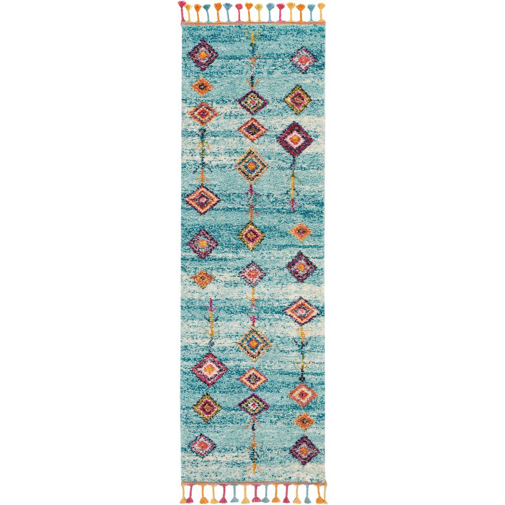 Nourison Moroccan Casbah 2' x 6' Runner Aqua Multicolor Scandinavian ...