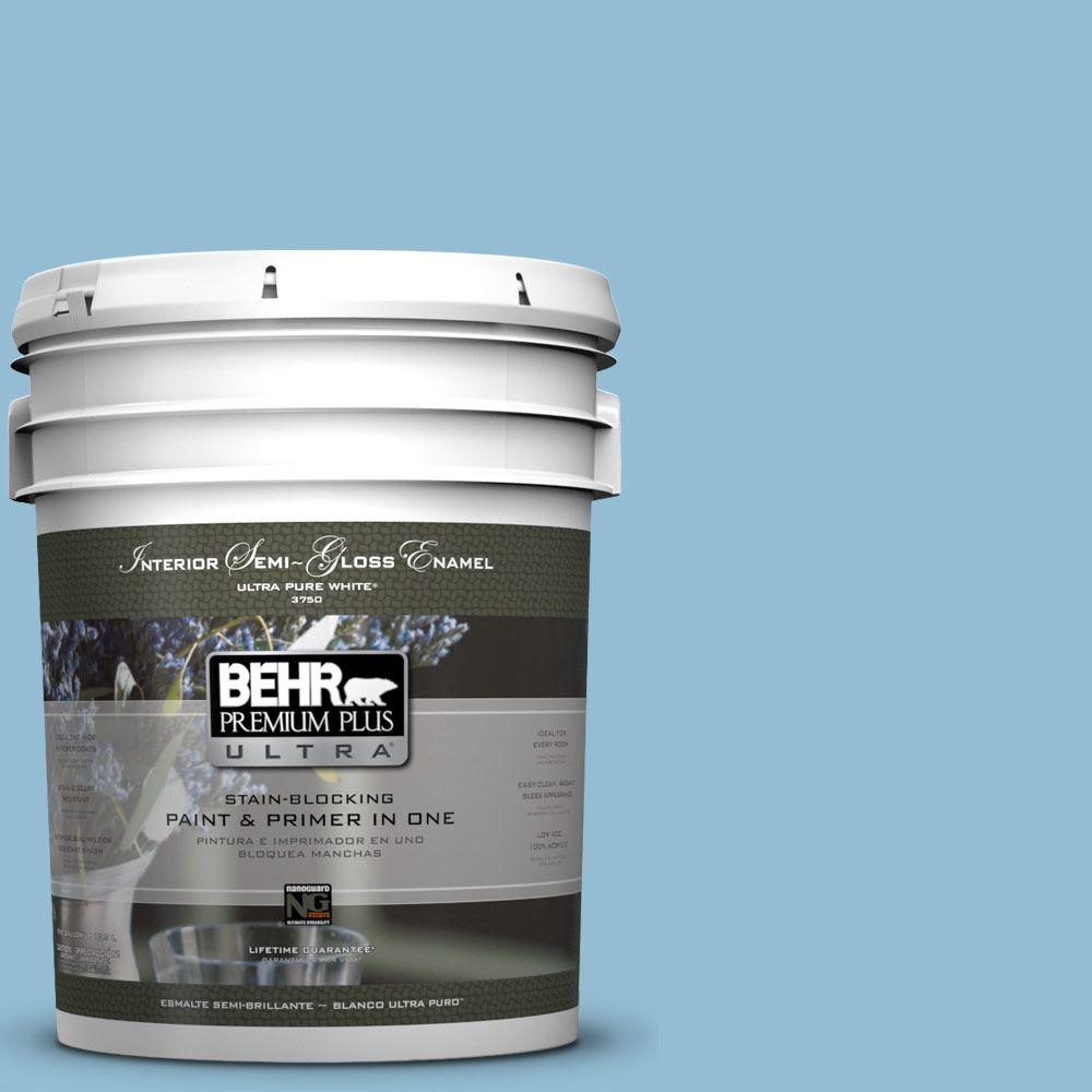 BEHR Premium Plus Ultra 5 gal. M5003 Blue Chalk color SemiGloss