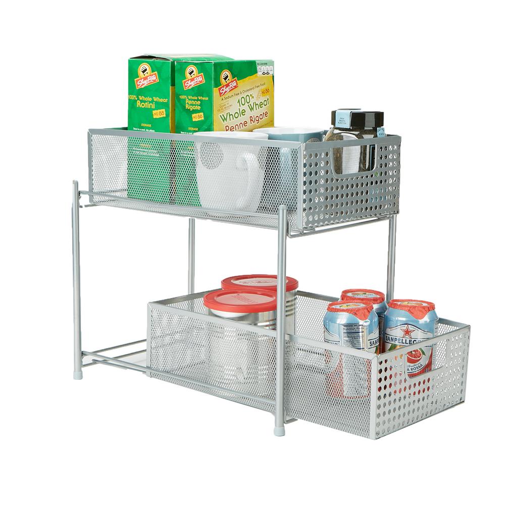 Nex 2 Tier Sliding Basket With Small Steel Grid Sliding Drawers