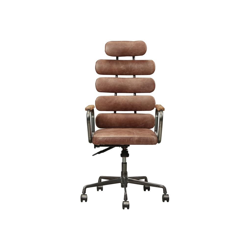 Acme Furniture Harith Retro Brown Top Grain Leather Office Chair92414 The Home Depot
