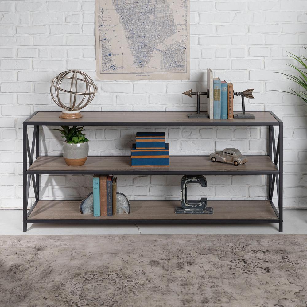 Walker Edison Furniture Company X Frame Driftwood Wide Metal And Walker Edison Furniture Company X Frame Driftwood Wide Metal And Wood Media Bookshelf Hds60xmwag The Home Depot