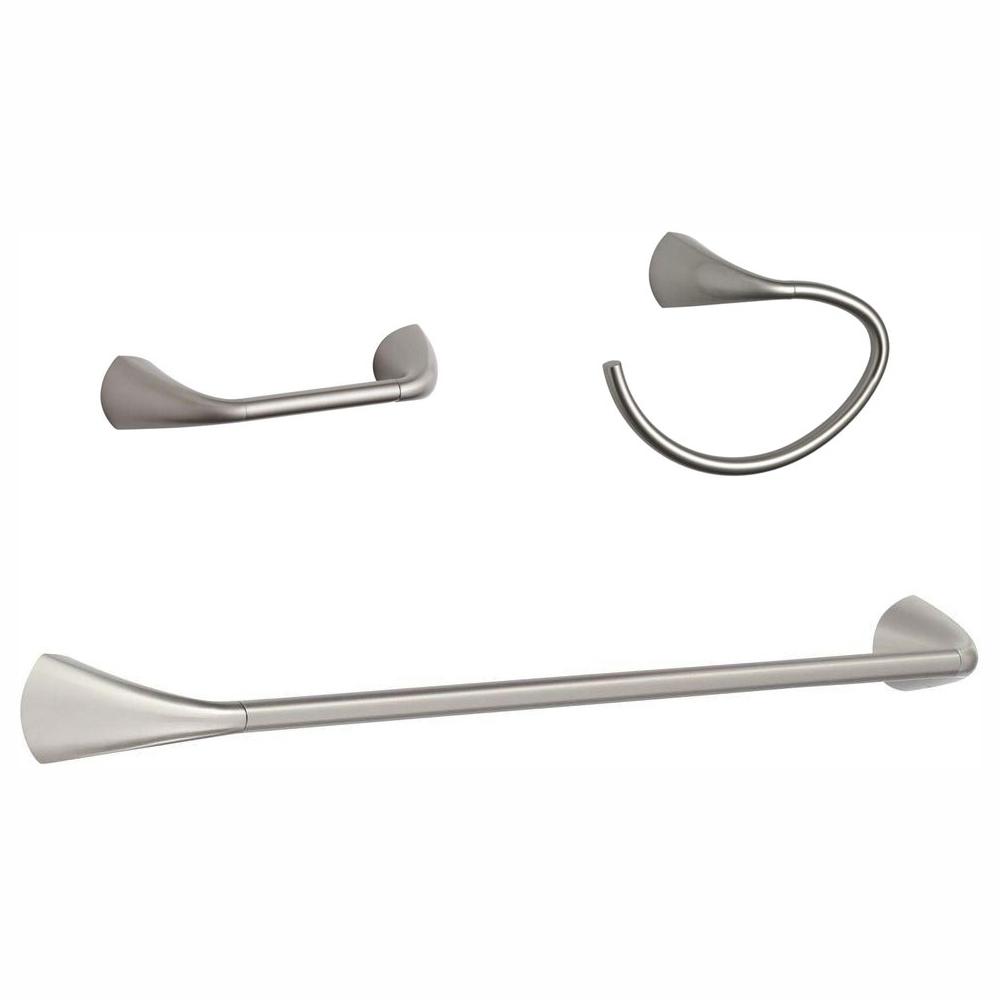 Bath Accessory Kit Set Oak Towel Ring Toilet Paper Holder Robe Hook Towel Bar