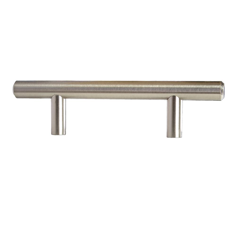 South Main Hardware 3 In 76 2 Mm Satin Nickel Modern Straight 76 2 Mm Satin Nickel Modern Straight Euro Style Bar Cabinet Pull 10 Pack