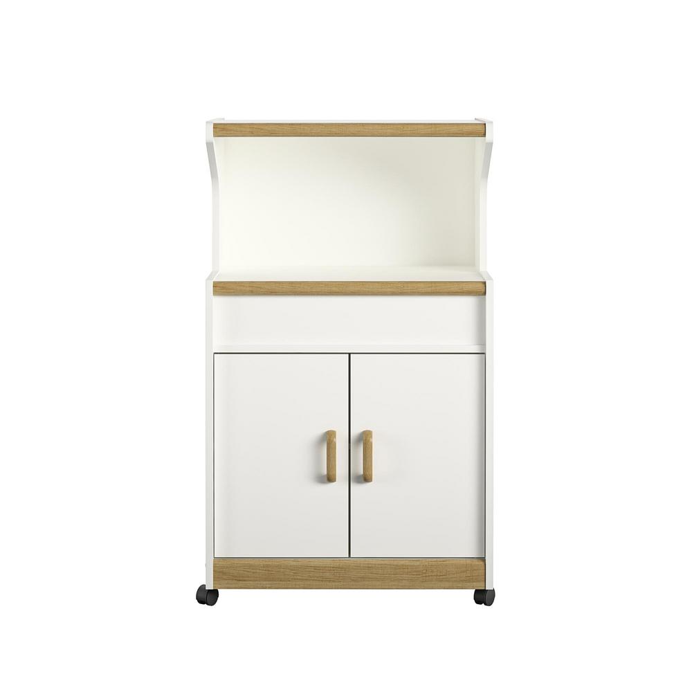 Ameriwood Home Kershaw White Microwave Cart With Storage Hd27329 The Depot Kershaw White Microwave Cart