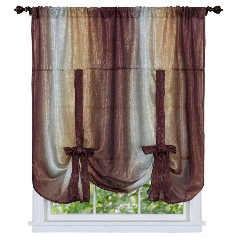 Achim Semi Opaque Ombre Chocolate Polyester Tie Up Shade Curtain Achim Semi Opaque Ombre Chocolate Polyester Tie Up Shade Curtain 50 In W