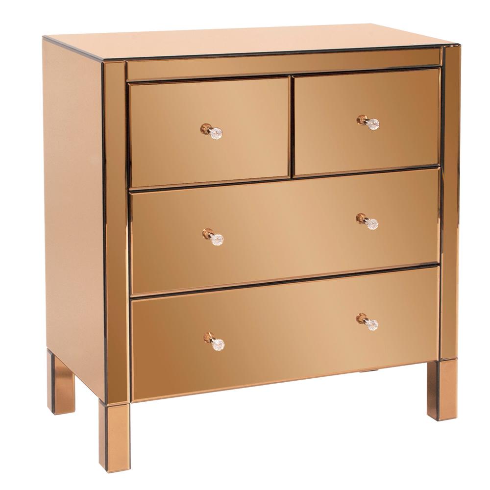 Copper Mirrored Dresser With Four Drawers 79013 The Home Depot Mirrored Dresser With Four Drawers