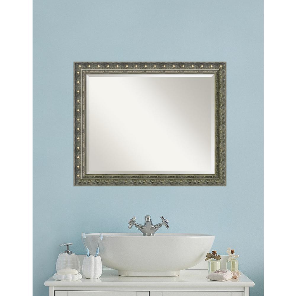 Amanti Art Gold Bathroom Mirrors Bath The Home Depot Barcelona Champagne Wood 32 In W X 26 H Traditional Bathroom Vanity Mirror
