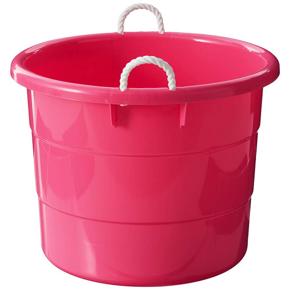 Homz 18 Gal Rope Handle Tub Storage Tote In Pink 2 Pack 0402pkec 02 The Home Depot