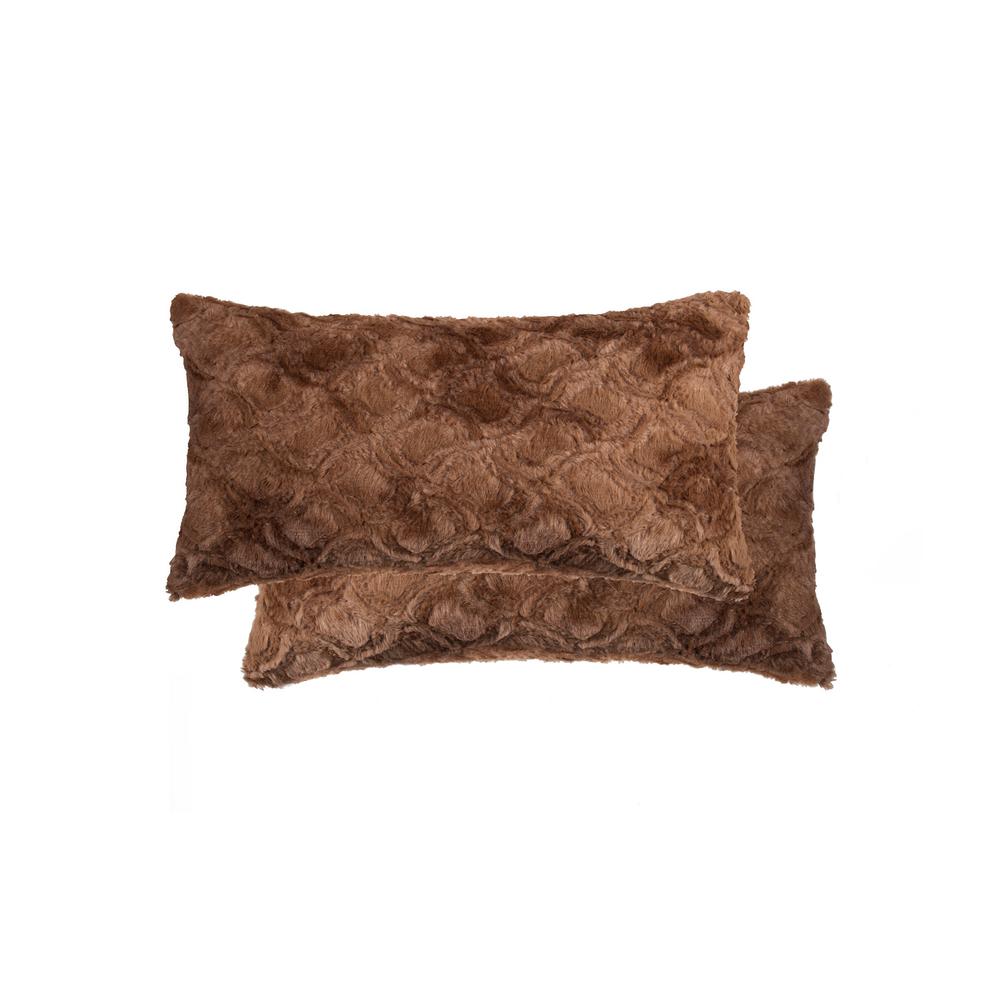 Luxe Faux Fur 12 In X 20 In Belton Brown Mink Faux Fur Set Of 2