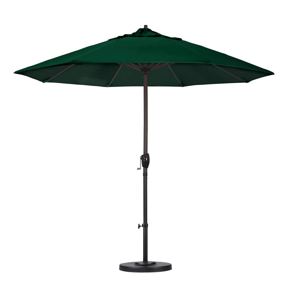 California Umbrella 9 Ft Aluminum Auto Tilt Patio Umbrella In Hunter Green Olefin Ata908117 F08 The Home Depot