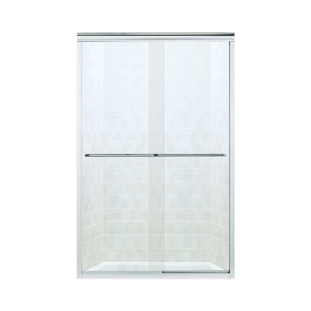 Sterling Finesse 45 375 In X 65 25 In Frameless Sliding Shower Door In Silver Sp5465 45s G05 The Home Depot