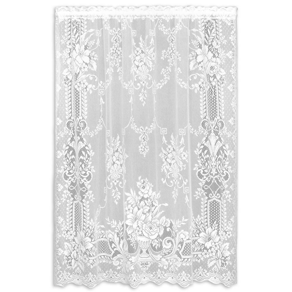 Heritage Lace Kensington White Lace Curtain Panel 60 in. W x 63 in. L