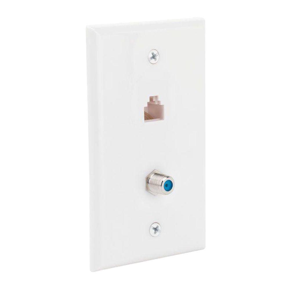 Commercial Electric Network and Coax Wall Plate-217F 8C WH - The Home Depot