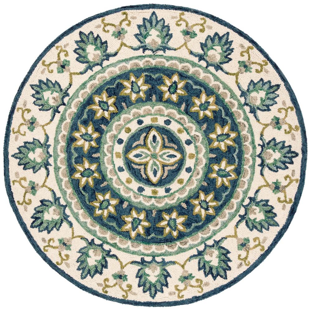 Safavieh Novelty Ivory/Blue 4 ft. x 4 ft. Round Area RugNOV606M4R The Home Depot
