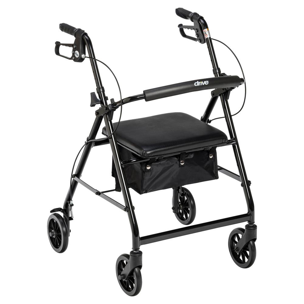 Rollator,6in 4Whl.Alum.PaddedSt,Blk,1/cs