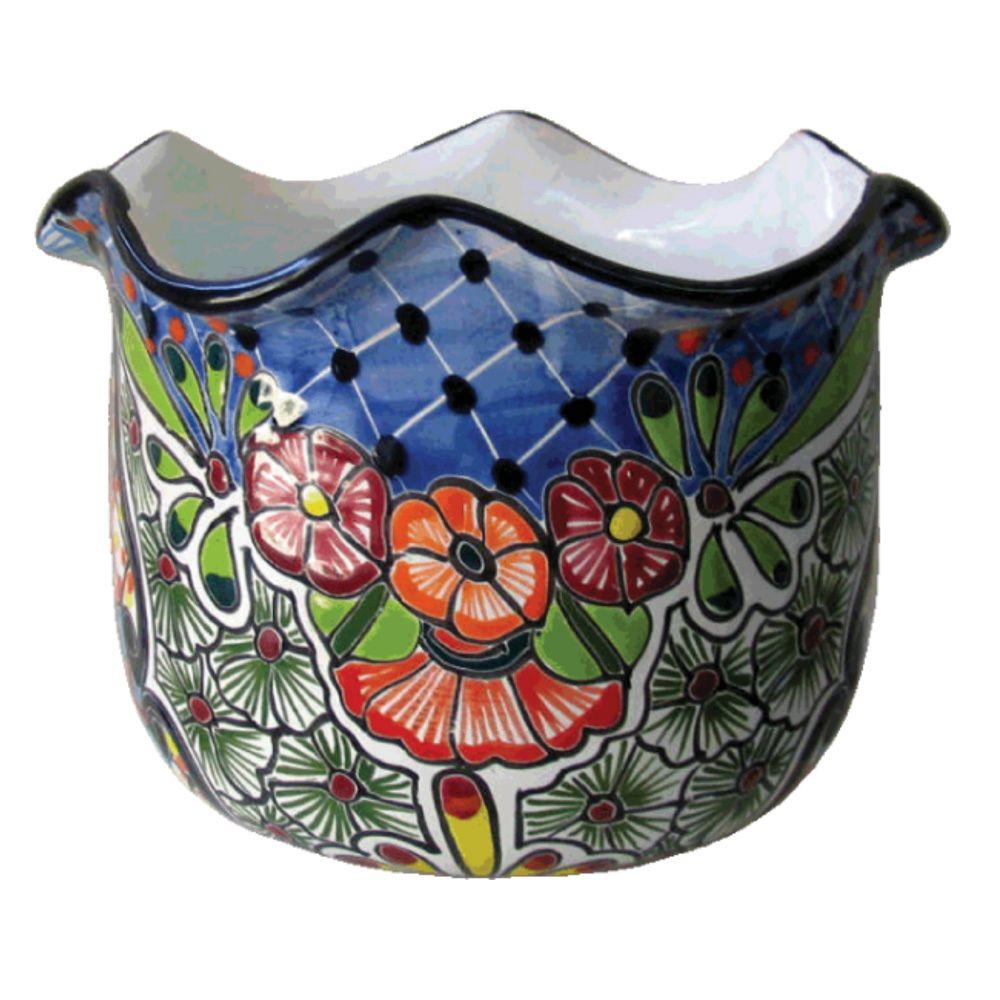 Ravenna Pottery Talavera 13 in. Tilted Round Ceramic Chata Pot A 2RTV501A 2 The Home Depot