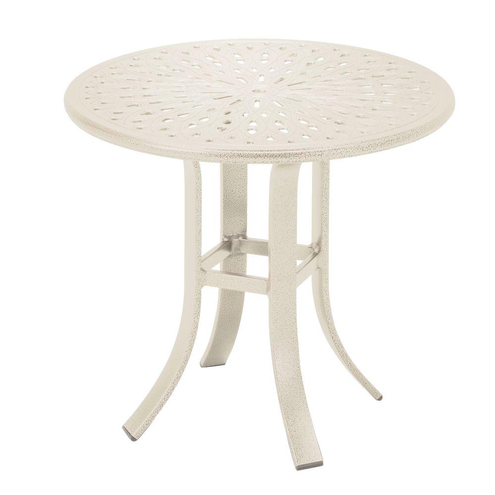 Tradewinds Beige Metal Patio Furniture Tables Antique Bisque Cast Aluminum Commercial Patio Occasional Table