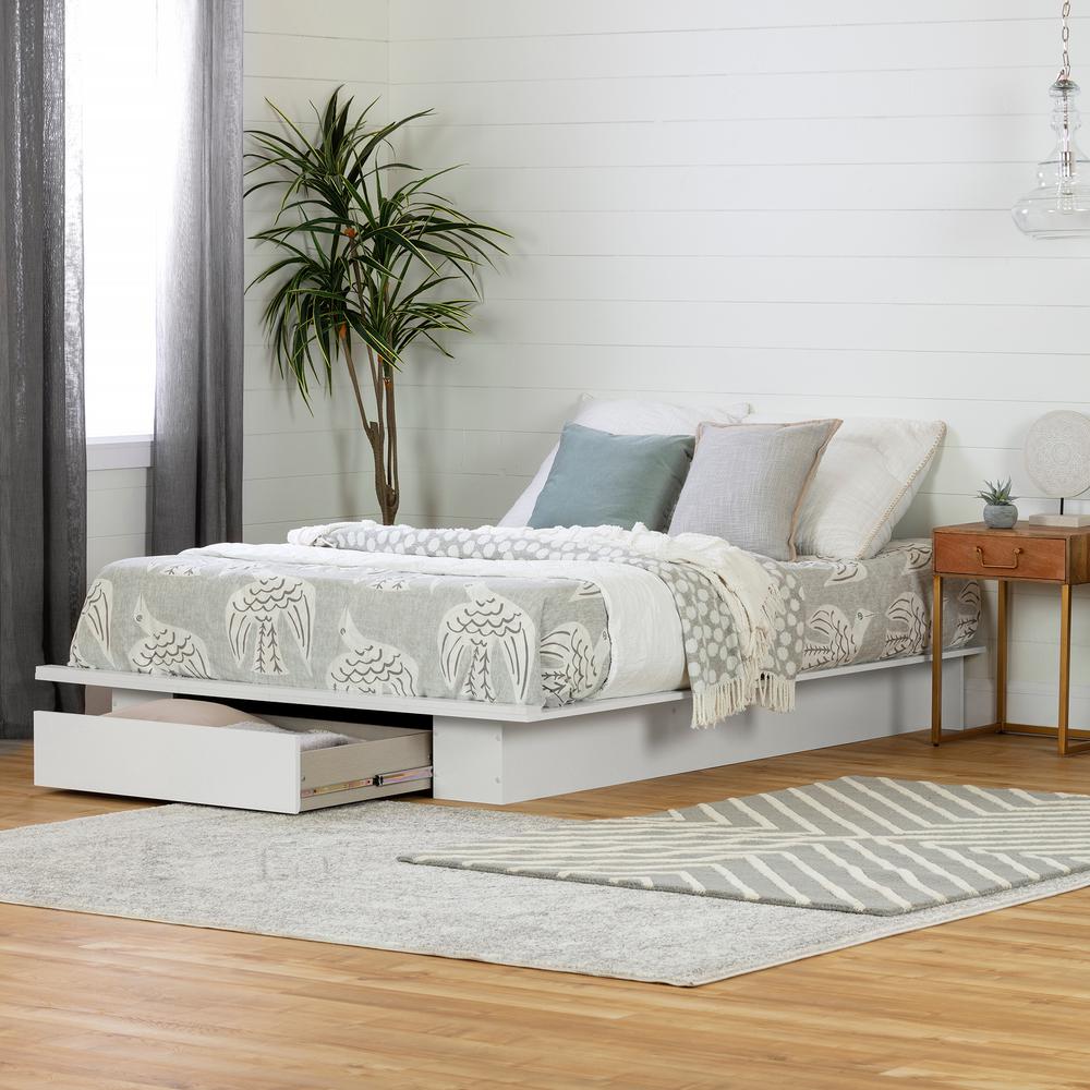 South Shore Holland 1 Drawer Full Queen Size Platform Bed In Pure