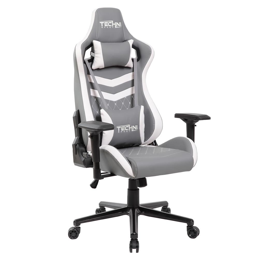 Techni Sport TS-83 Grey and White Ergonomic Executive Gaming Chair-RTA
