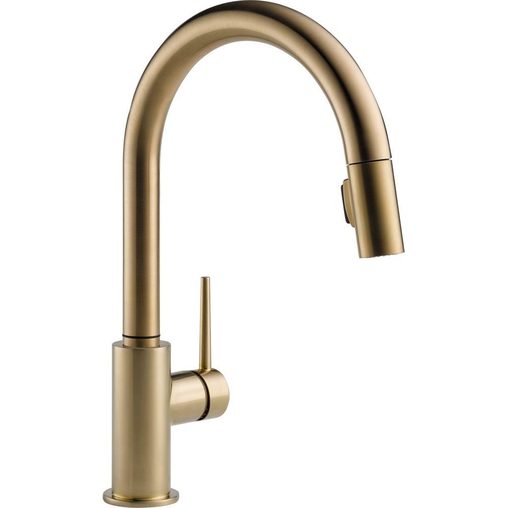 Delta Trinsic Single Handle Pull Down Sprayer Kitchen Faucet With Magnatite Docking In Champagne Bronze 9159 Cz Dst The Home Depot