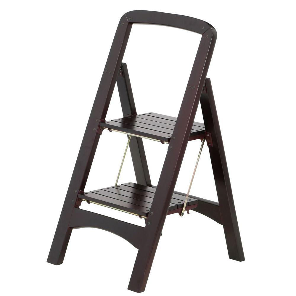 Cosco Rockford Series 2-Step Mahogany Step Stool Ladder 