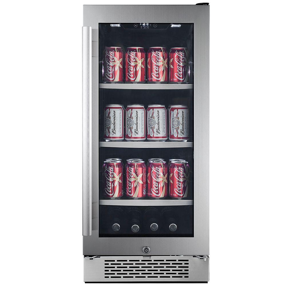 Avallon 86 Can 15 in. Built-in Beverage Cooler in Black and Stainless Steel, Black Cabinet/Stainless Steel Door And Handle