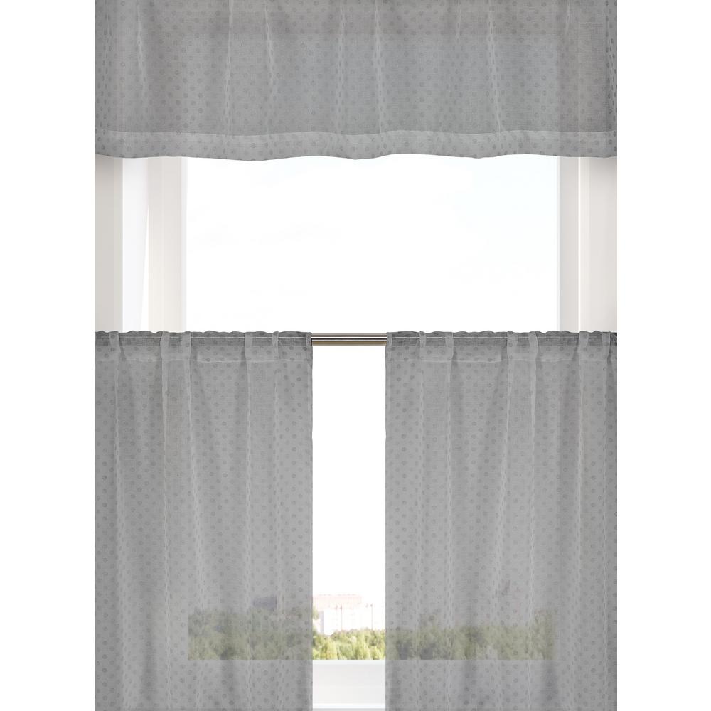 Home Maison Elara Silver Kitchen Curtain Set 56 In W X 15 In L