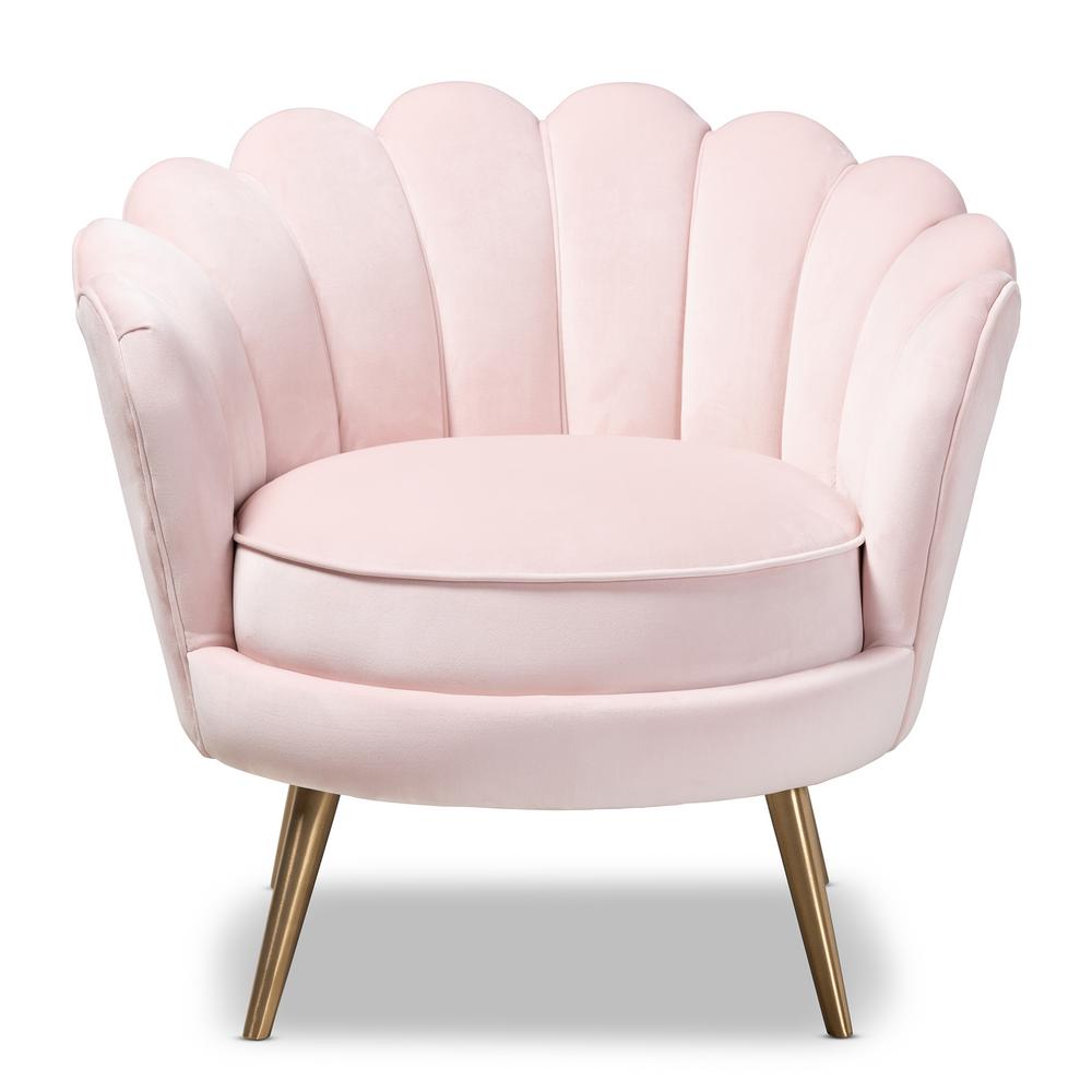 Baxton Studio Cosette Light Pink and Gold Fabric Accent Chair-157-8861